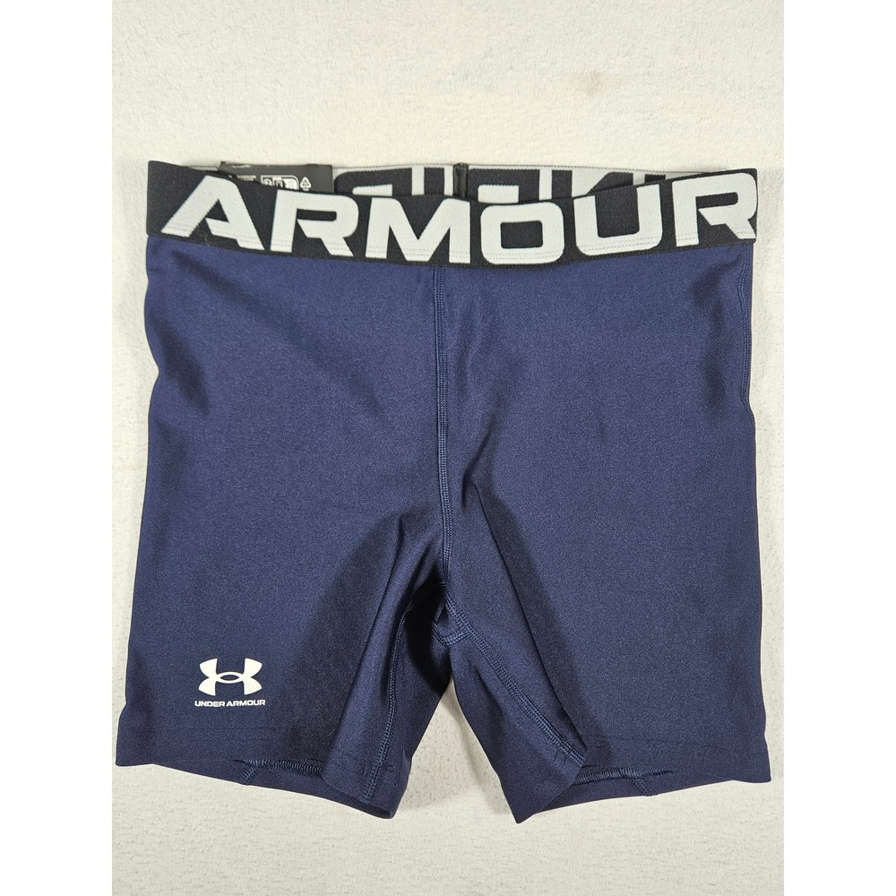 Under Armour HeatGear Authentics Middy Compression Shorts Navy Blue Small - Picture 1 of 11